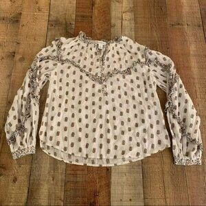 Calligraphie womens lightweight ruffles long sleeve top in white - M